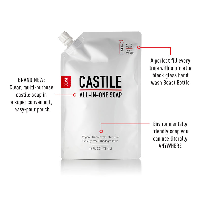 Castile Unscented Liquid Soap Refill 16oz Half Liter Size