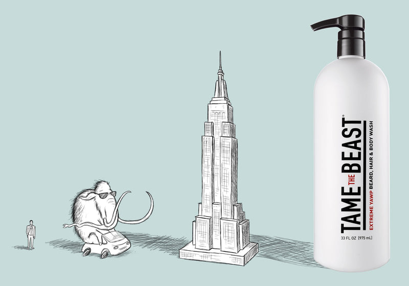 Tame the Beast Extreme Yawp Beard, Hair & Body Wash for Men Man Mammoth Empire State Building Liter Size